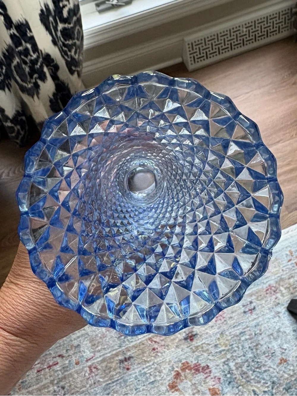 Indiana Glass Light Blue Diamond-Pattern Vase